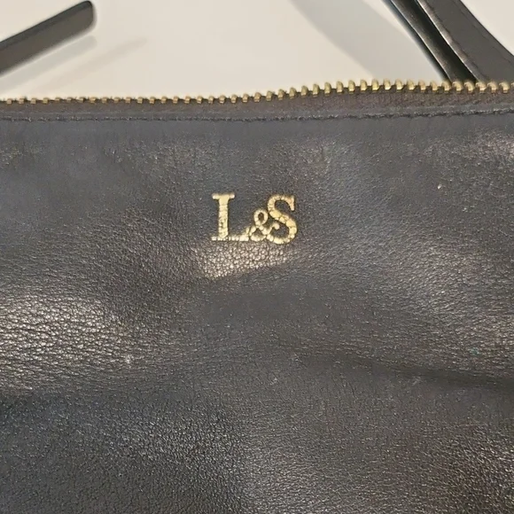 L&S Black Leather Shoulder Bag with Gold Accents - Picture 2 of 7